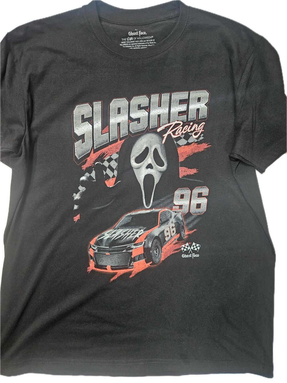 Ghost Face Shirt Mens L Black Slasher Racing Graphic Horror 96 Car Tagless